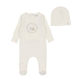 BEE & DEE 4PC GINGHAM TAKE ME HOME FOOTIE+BONNET+MUSLIN SET